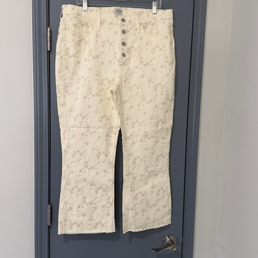 J Crew Eyelet Denim Billie Demi Boot Crop. NWOT si